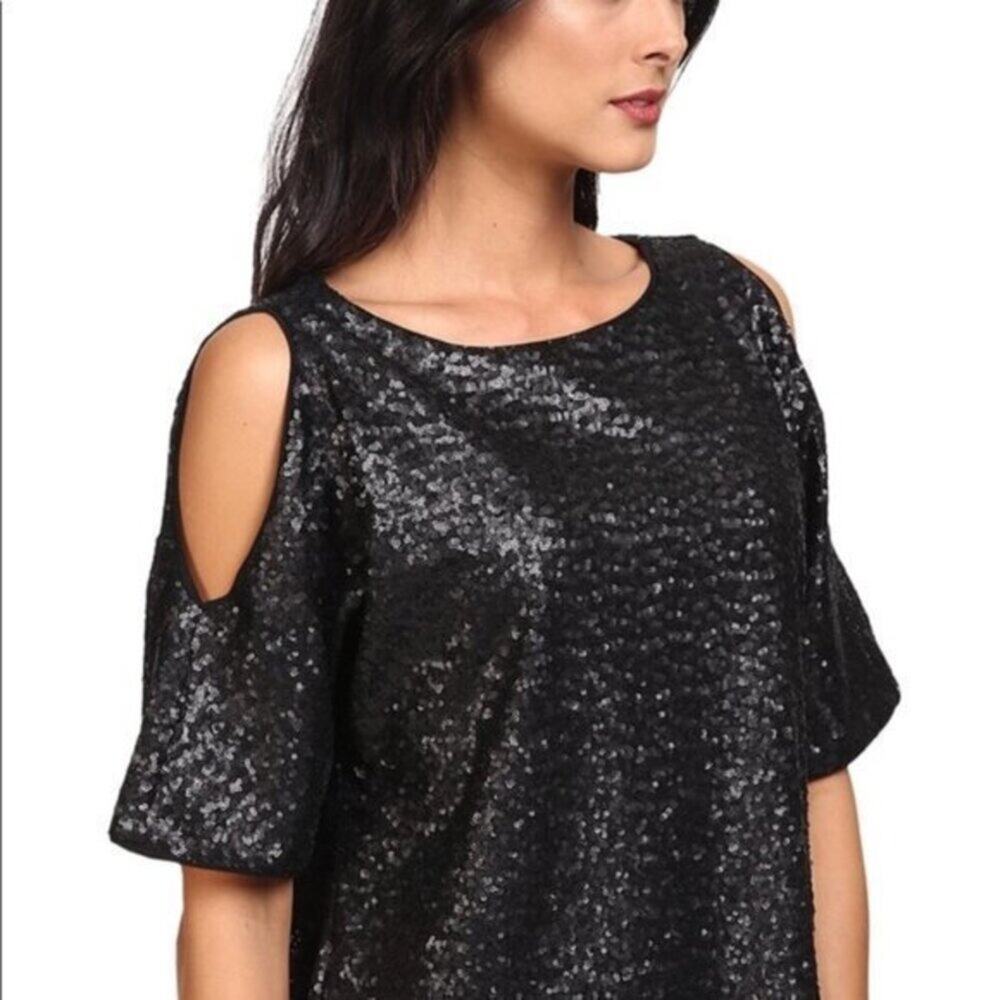 Splendid Sequin Cold Shoulder Top